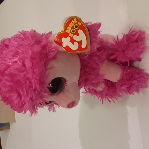 "Patsy" Poodle TY Beanie Boo, 2016, 6", Glittery big eyes, Pink, Poly/Plastic - Picture 7 of 11
